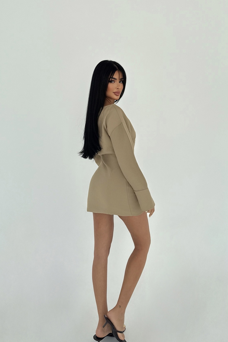 Bej Micah Mini Elbise ATE-2060 - EYYO