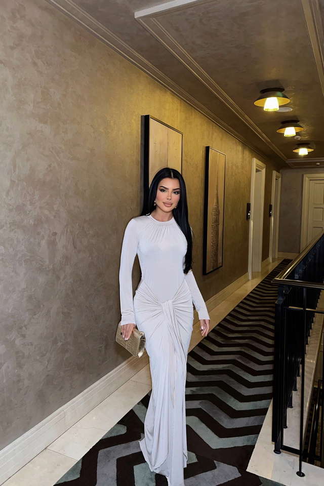 MELODY Bej Çok Çeşit Bağlamalı Elbise ATE-0481 - 1