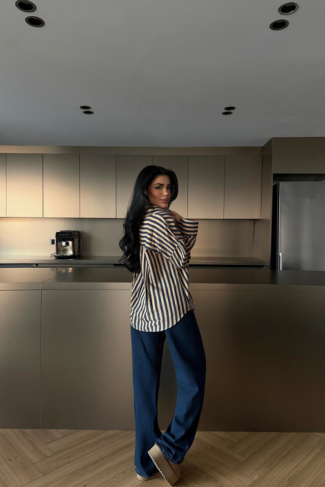 Bej Odyssey Çizgili Gömlek ATE-2116 - 4