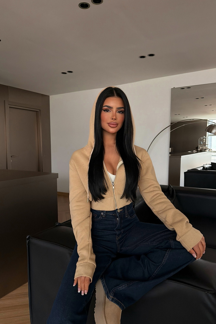 Bej Caiden Crop Hırka ATE-4858 - EYYO