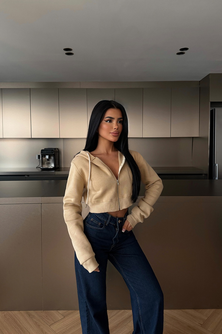 Bej Caiden Crop Hırka ATE-4858 - EYYO