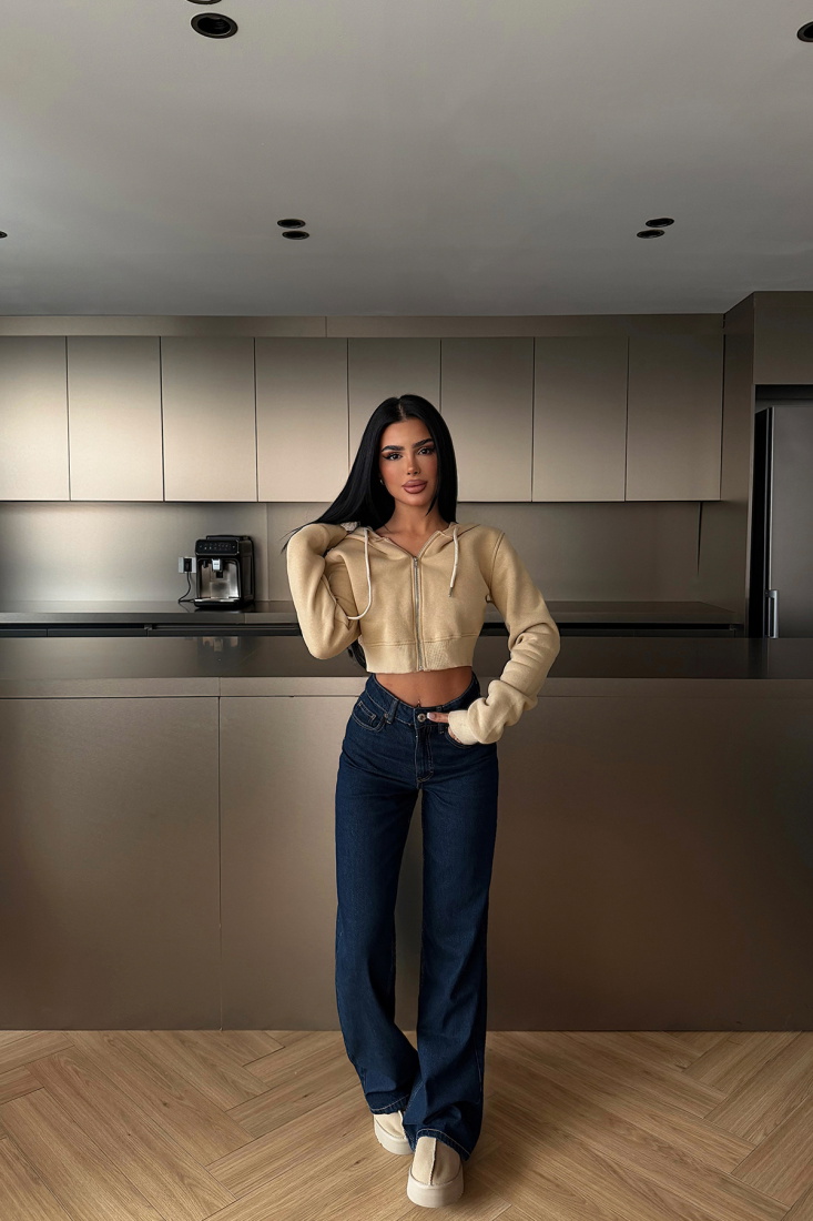Bej Caiden Crop Hırka ATE-4858 - EYYO