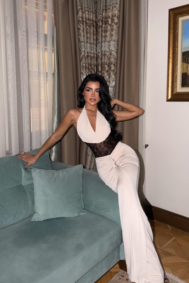 Bej Nutty Dantel Detaylı Elbise ATE-3838 - 4