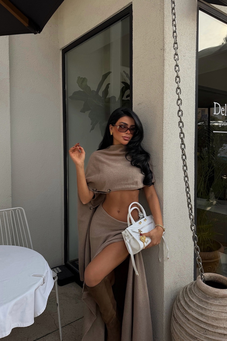 Bej Suzette triko takım ATE-4397 - EYYO