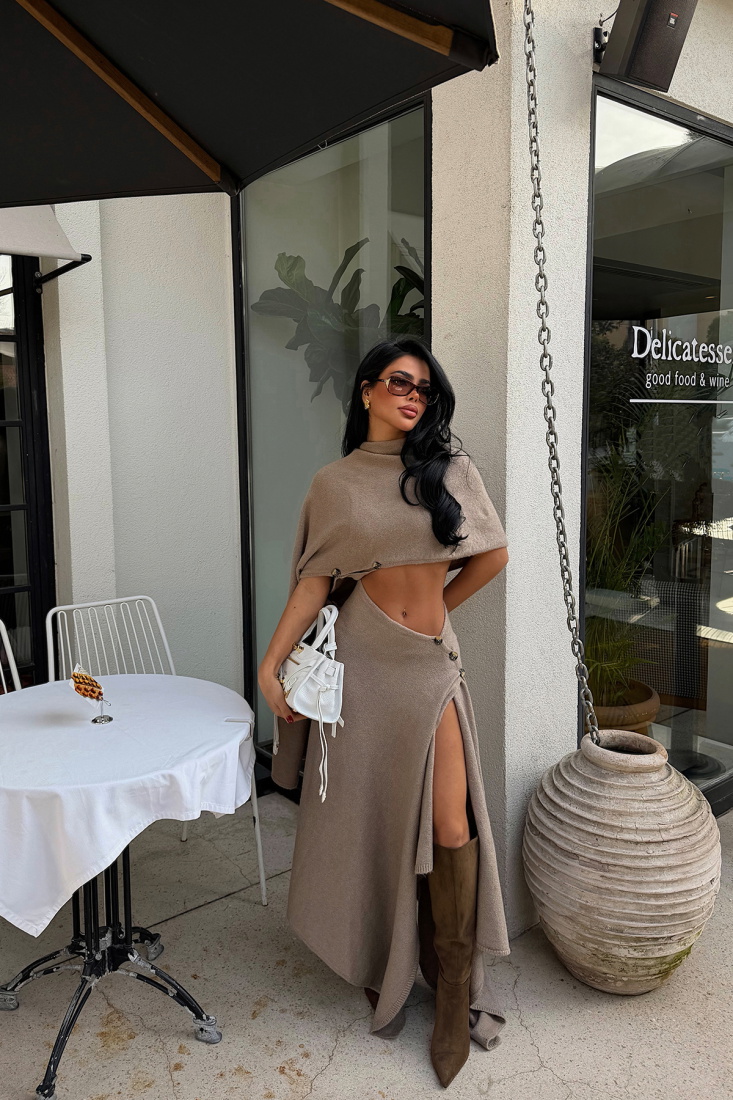 Bej Suzette triko takım ATE-4397 - EYYO