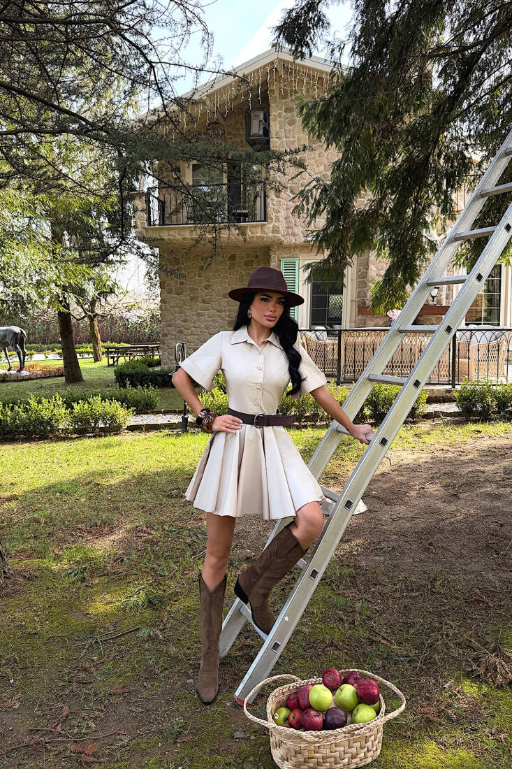 Bej Amoure Elbise ATE-4918 - EYYO