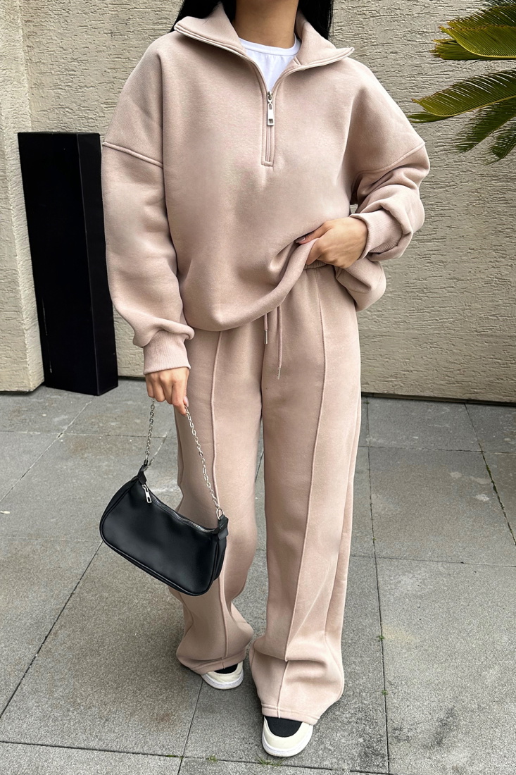 Bej Fermuar Detay Takım ATE-0813 - EYYO