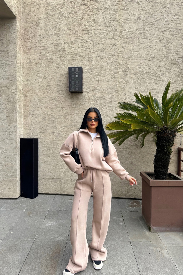 Bej Fermuar Detay Takım ATE-0813 - EYYO