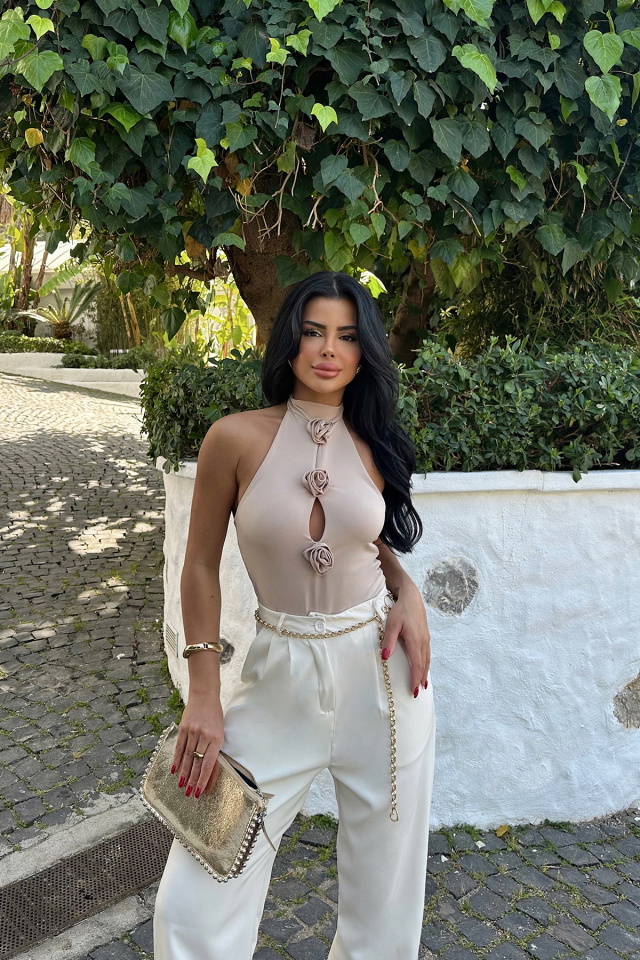 Bej Isla Bodysuit ATE-0247 - 3