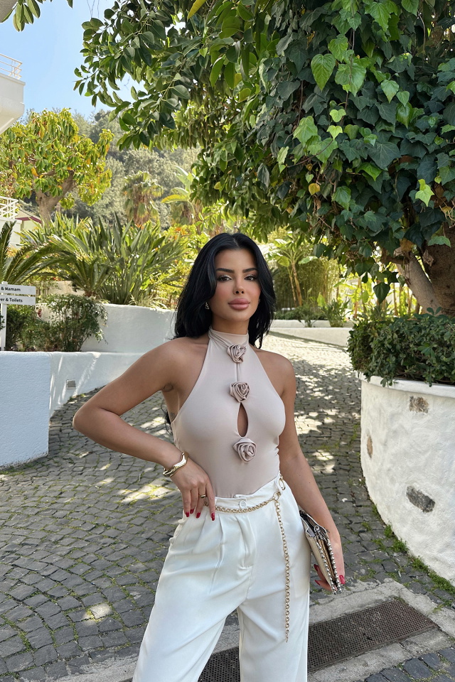 Bej Isla Bodysuit ATE-0247 - 4
