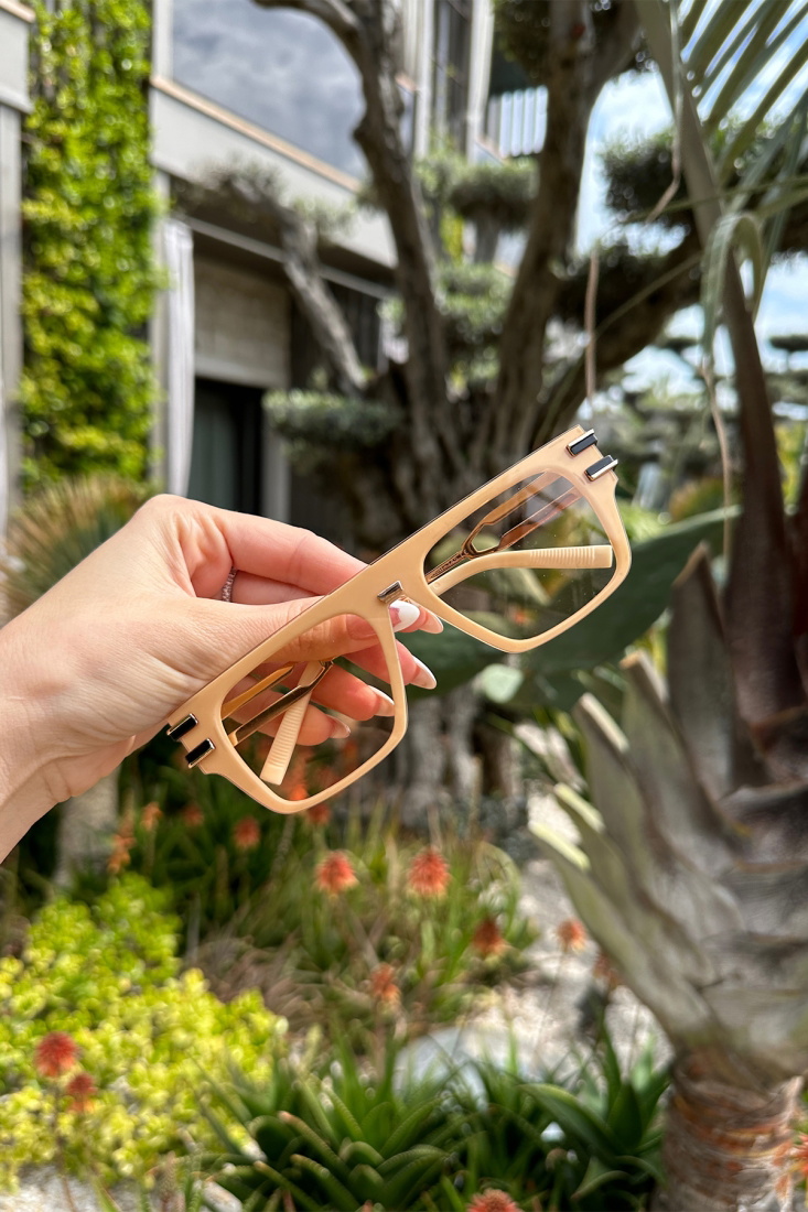 Bej İnce Çerçeveli Gözlük ATE6148 - EYYO