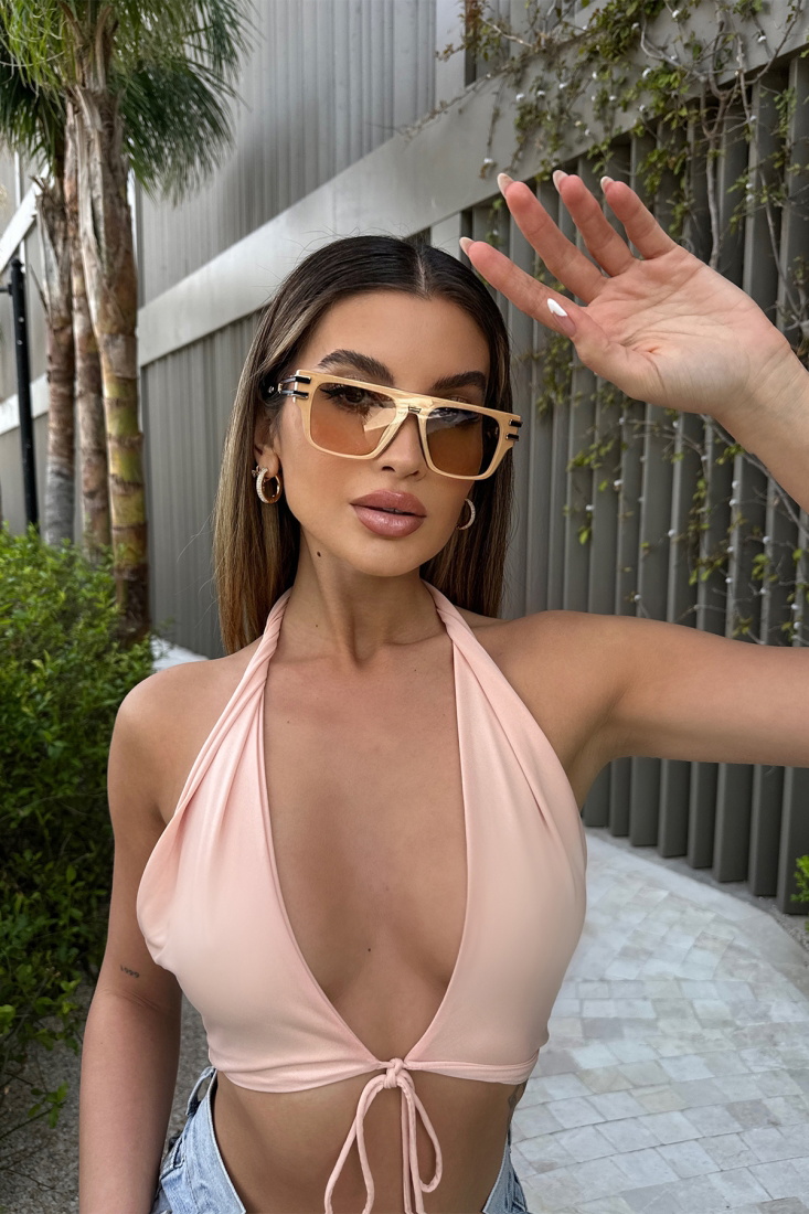 Bej İnce Çerçeveli Gözlük ATE6148 - EYYO