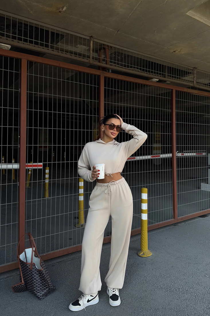 Bej Farhi Bağlamalı Eşofman Takımı ATE-2332 - EYYO