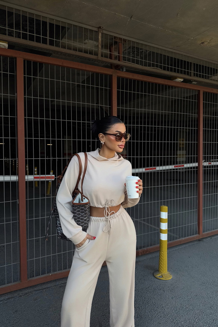 Bej Farhi Bağlamalı Eşofman Takımı ATE-2332 - EYYO