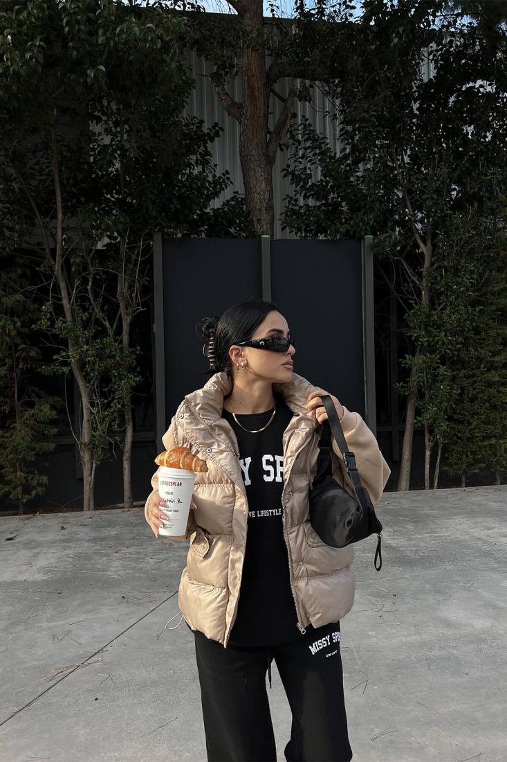 Bej Kapşonlu Mont ATE2801 - EYYO