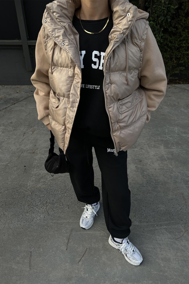 Bej Kapşonlu Mont ATE2801 - EYYO