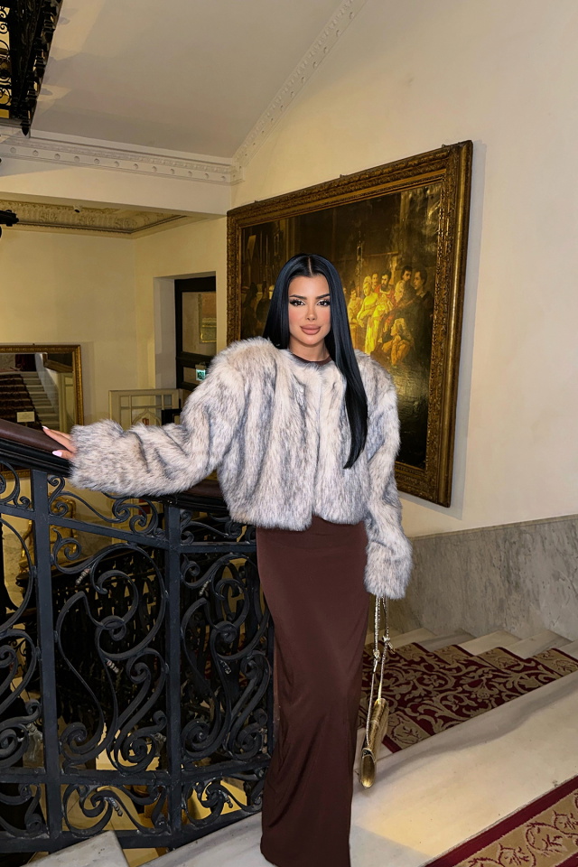 Bej Kısa Kürk Detay Ceket ATE-0452 - 3