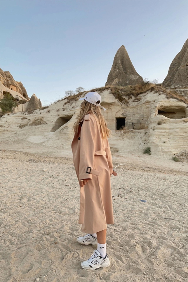 Bej Kolları Kemerli Trenckot ATE-4972 - 5