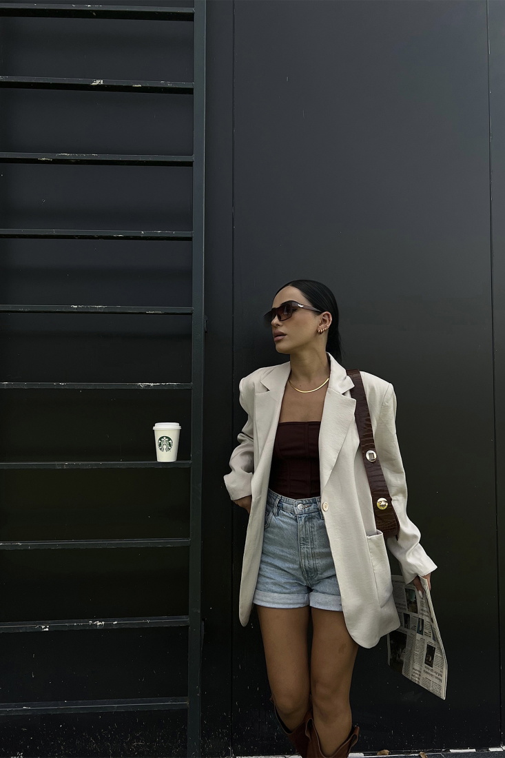 Bej Kruvaze Yaka Cepli Ceket ATE2058 - NEW MİSSİON