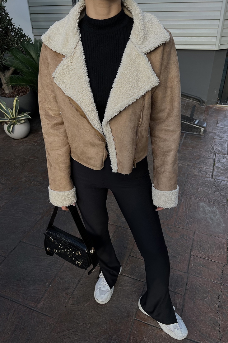 Bej Kruvaze Yaka Mont ATE3095 - EYYO