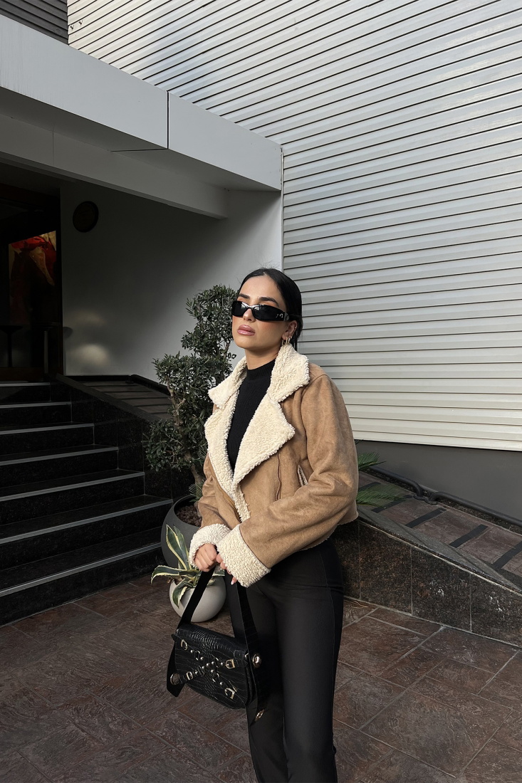 Bej Kruvaze Yaka Mont ATE3095 - EYYO