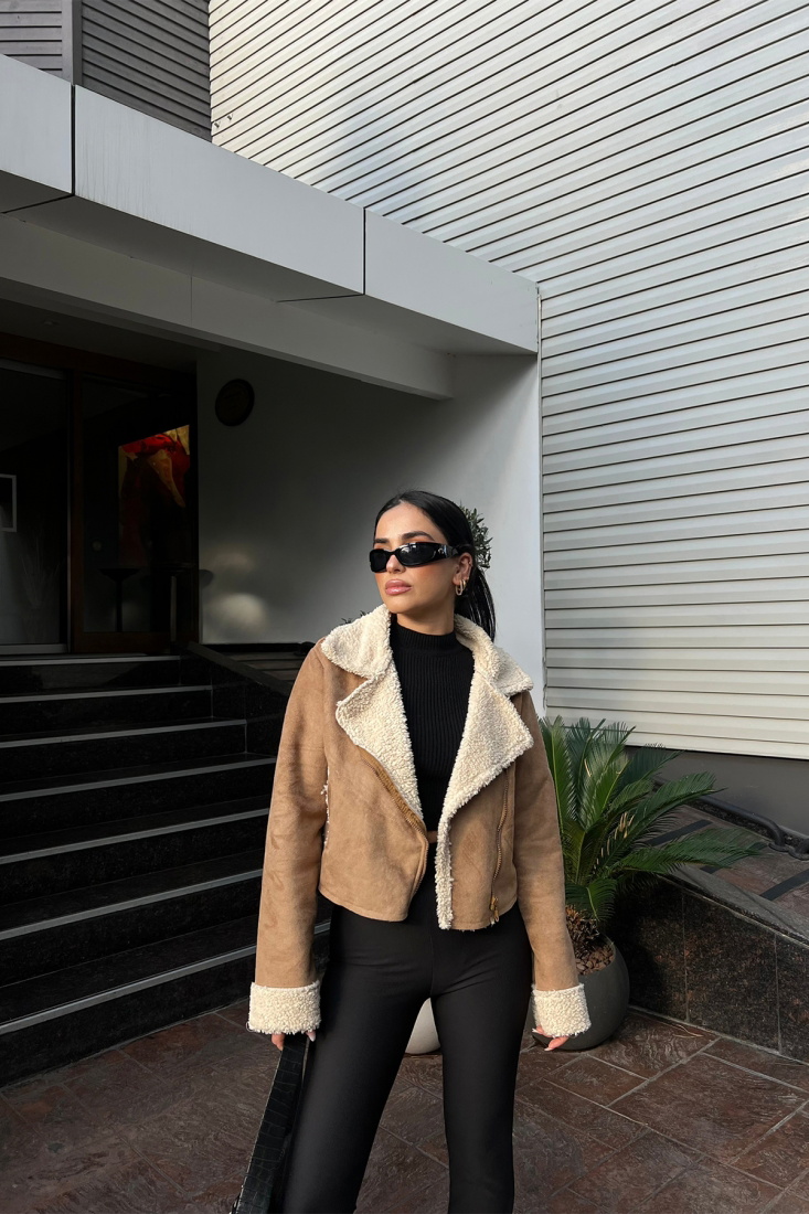 Bej Kruvaze Yaka Mont ATE3095 - EYYO