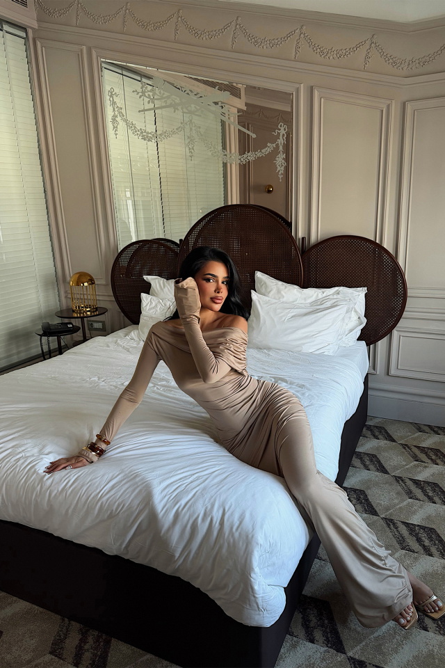 Bej Eywa Uzun Elbise ATE-4005 - 2