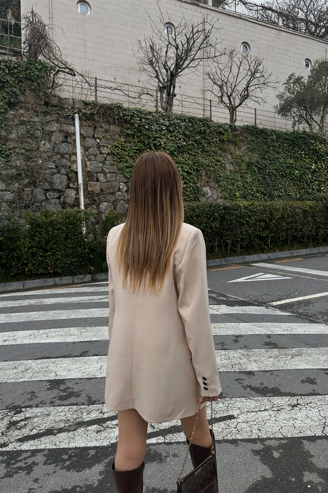 Bej Önü Düğmeli Ceket ATE4790 - 3