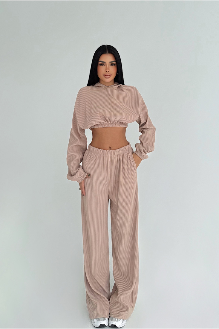 Bej Dixie Kapüşonlu Alt Üst Takım ATE-2767 - EYYO