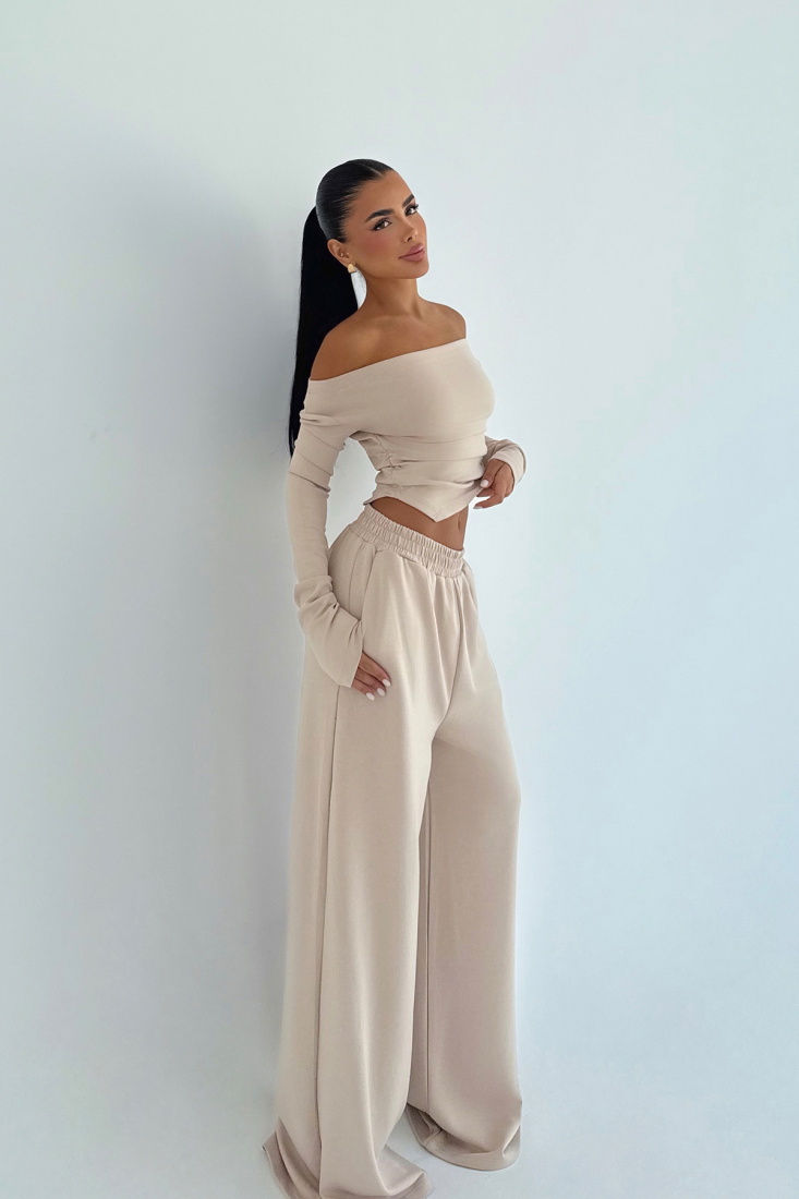 Bej Chyler Tracksuit Takım ATE-3481 - EYYO