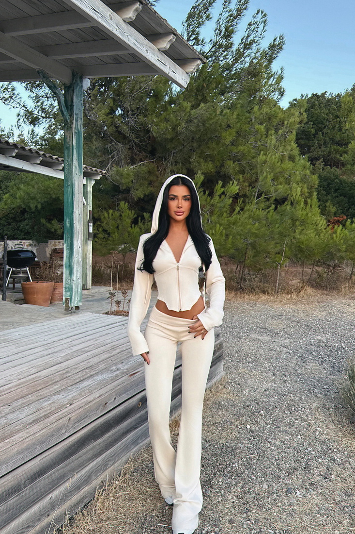 Bej Pointelle Tracksuit Takım ATE-3538 - EYYO