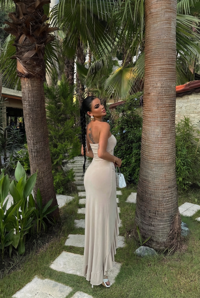 Bej Lilas Elbise ATE-2933 - 2