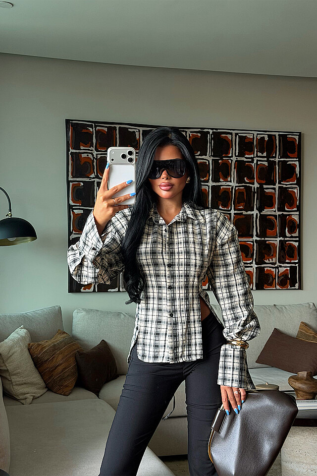 Bej Cut-Out Fit Gömlek