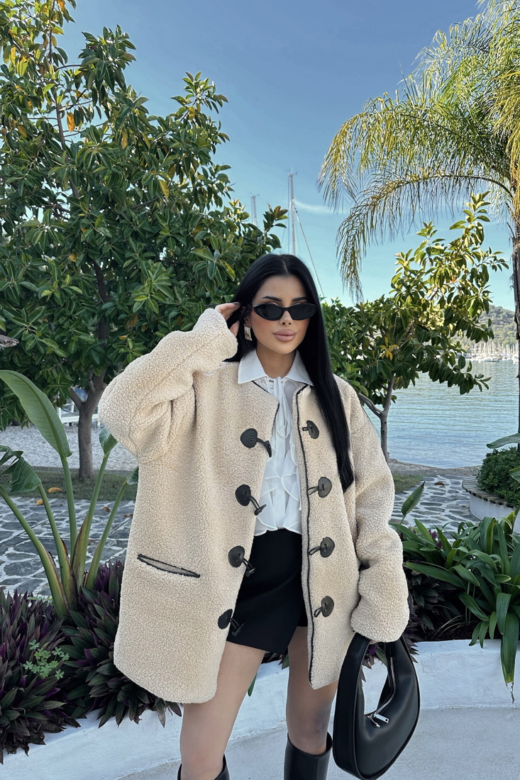 Bej Serenity Önü Düğmeli Mont ATE-0661 - EYYO