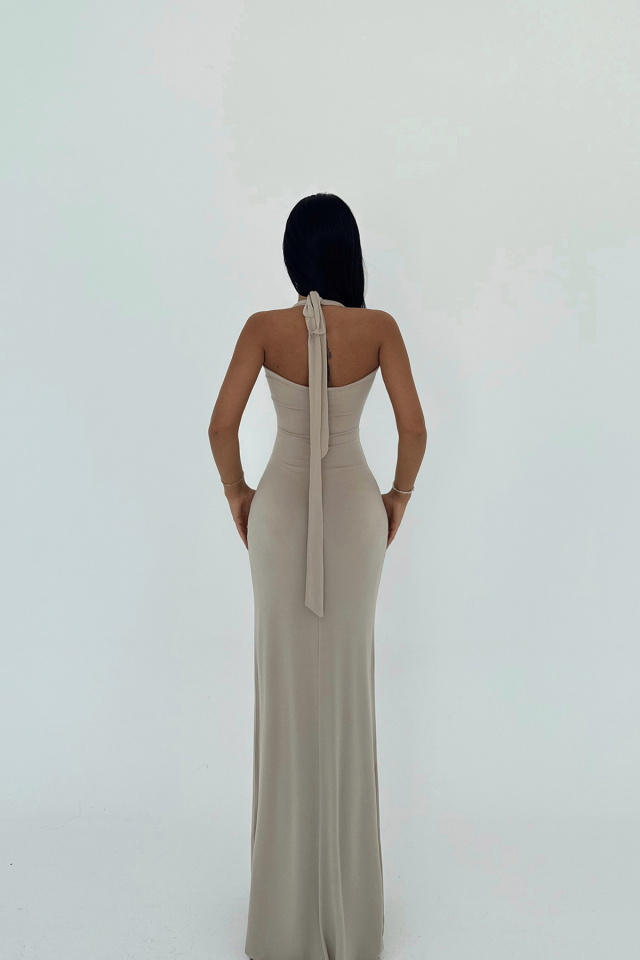 Bej Bellis Uzun Elbise ATE-2724 - 8