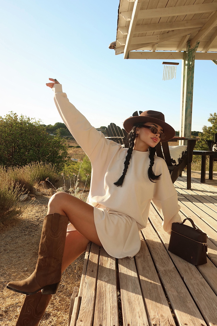 Bej Torque Şort Etekli Eşofman Takım ATE-3597 - EYYO