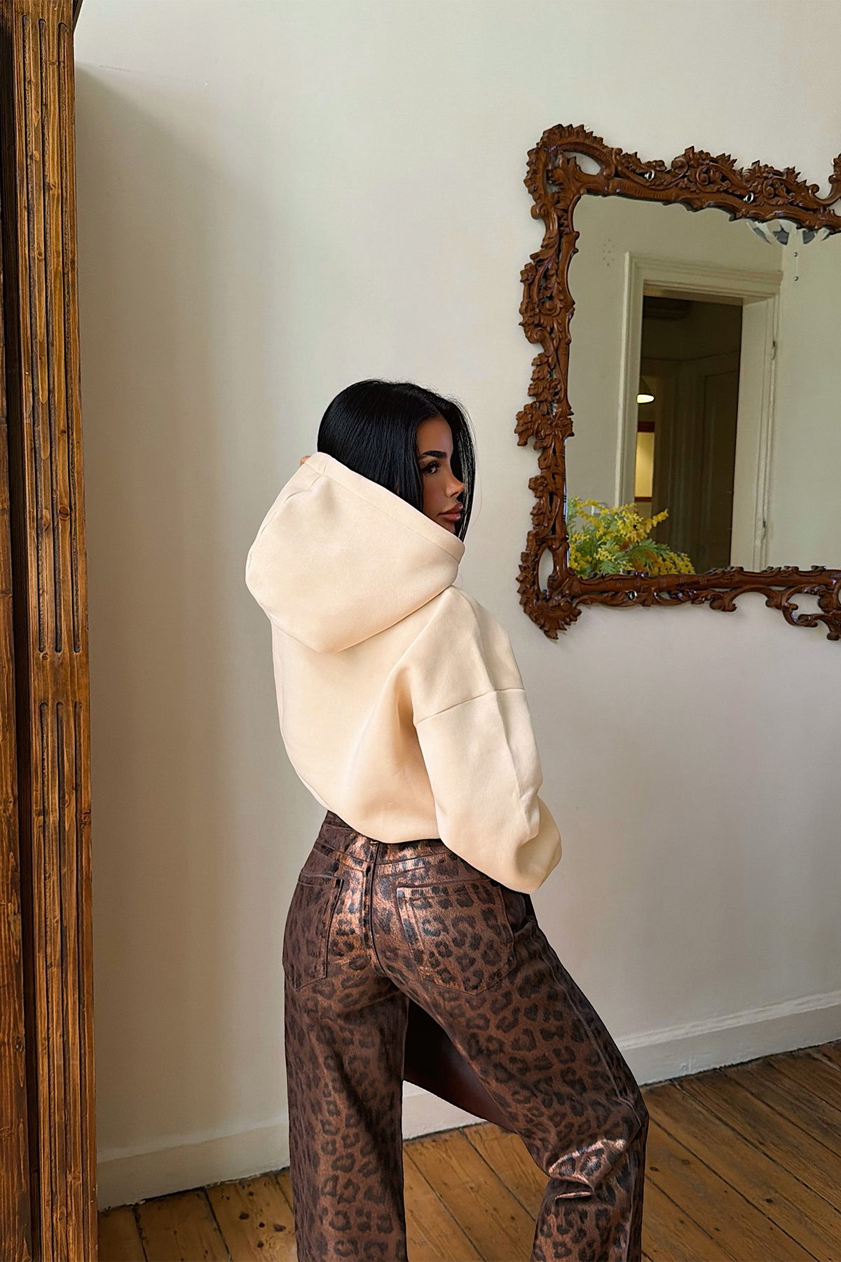 Bej Sunday Yazılı Hoodie - 4