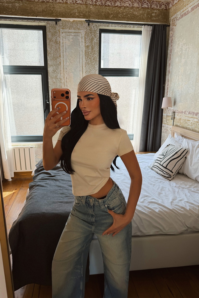 Bej Dewbi Crop Top ATE-4936 