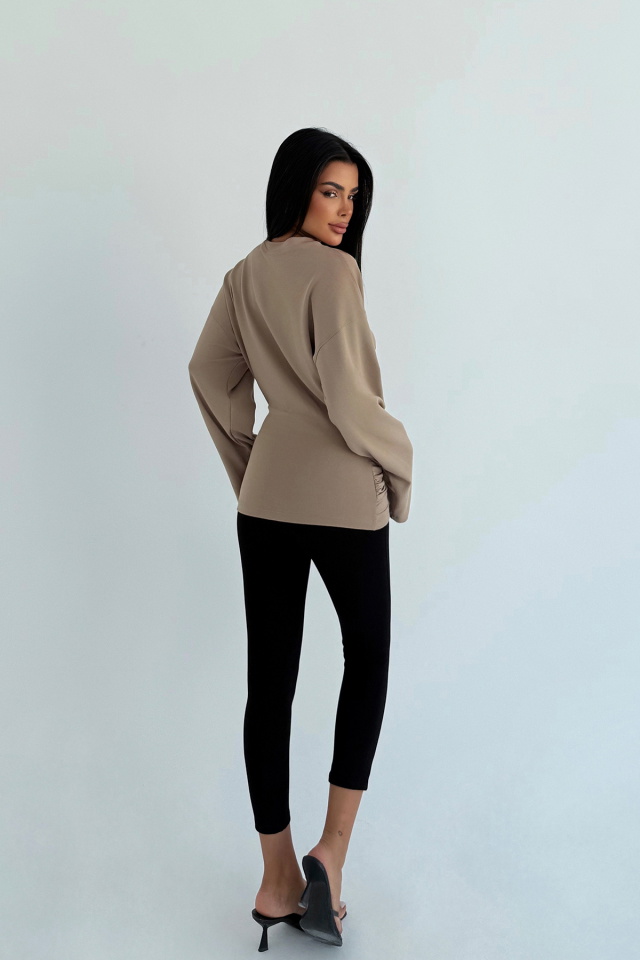Bej Pia Uzun Kollu Bluz ATE-2284 - 3