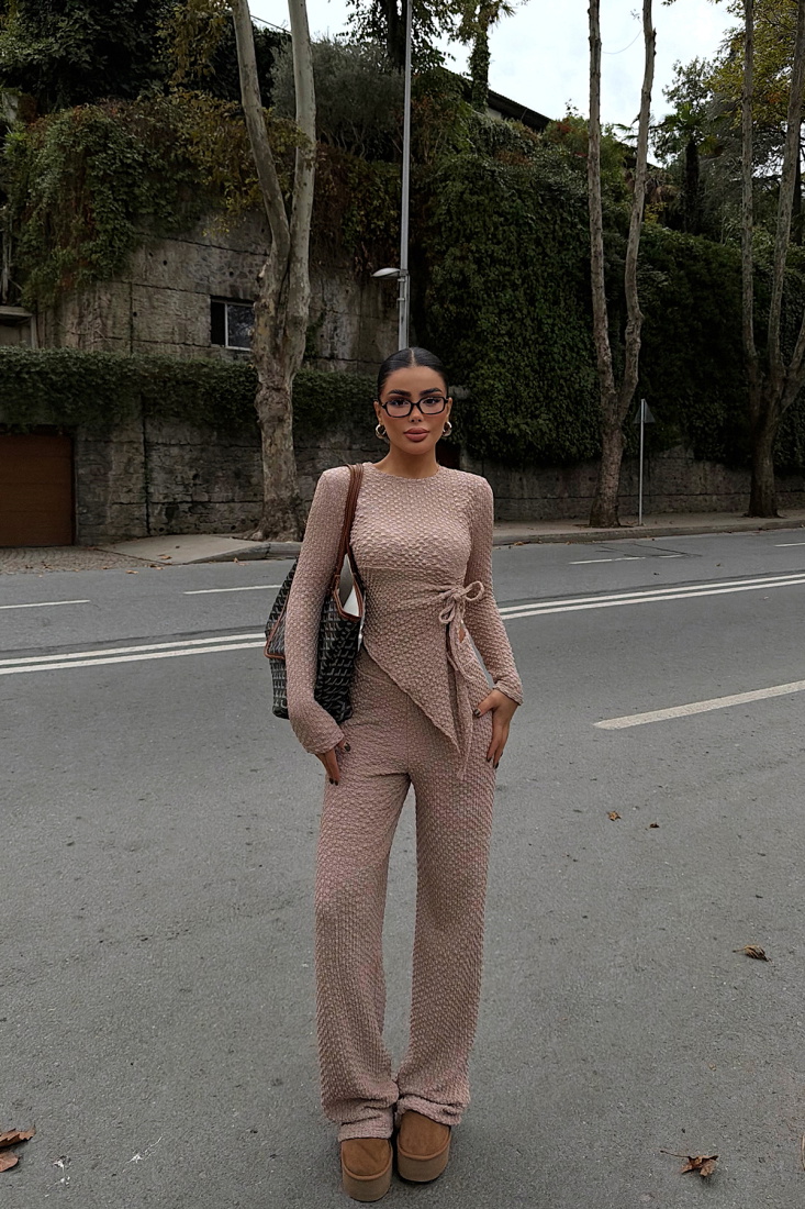 Bej Sequin Takım ATE-3833 - EYYO