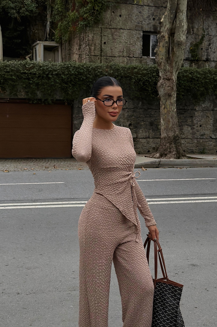 Bej Sequin Takım ATE-3833 - EYYO