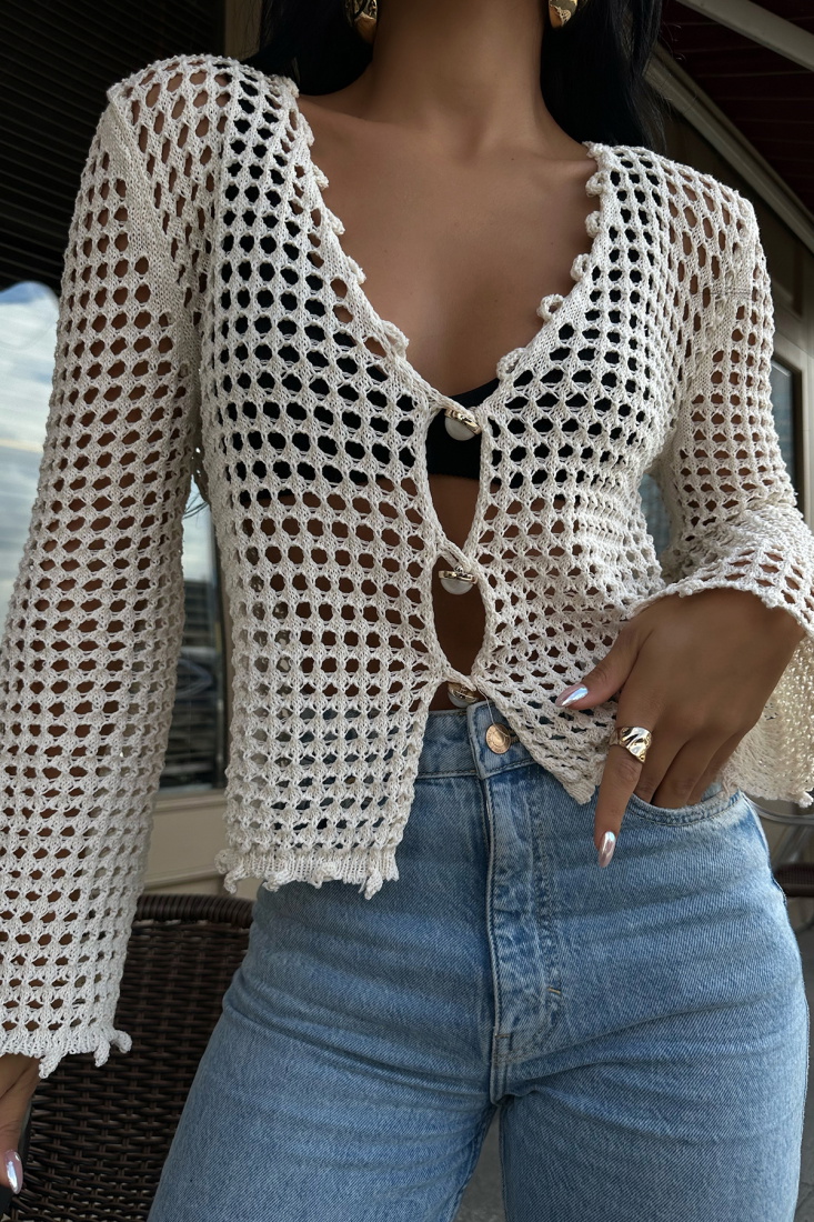 Bej Triko Uzun Kol Bluz ATE8157 - EYYO