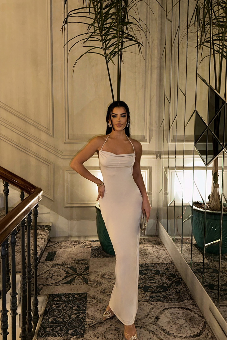 Bej Uzun Elbise ATE-0739 - EYYO