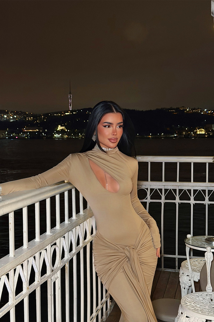 Bej Uzun Elbise ATE-4590 - EYYO