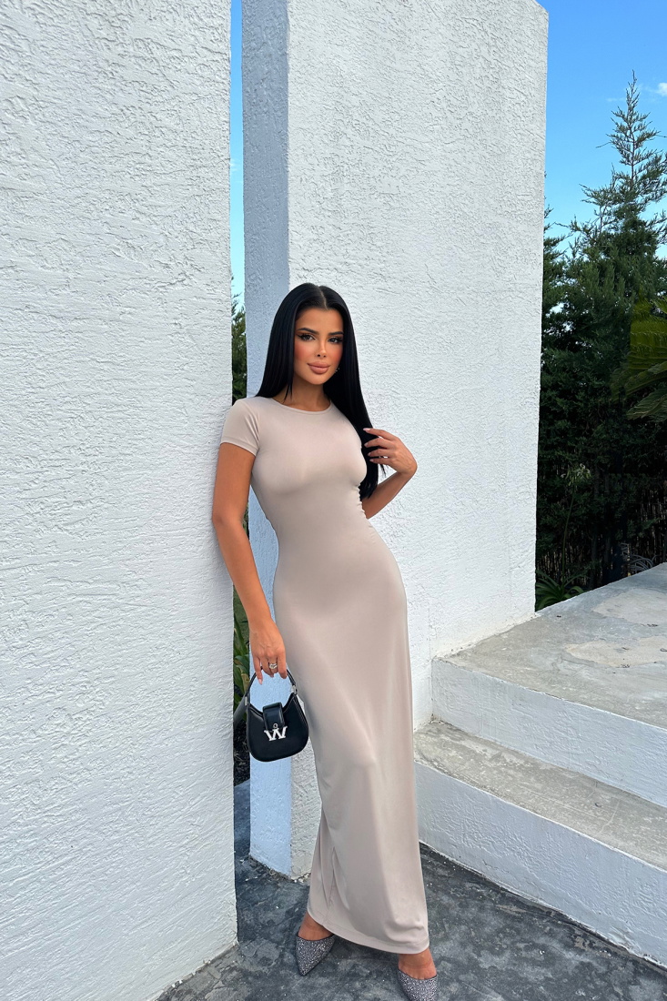 Bej Uzun Elbise ATE8338 - EYYO