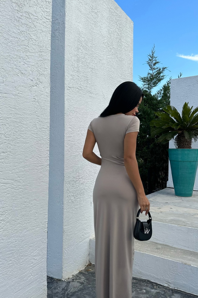 Bej Uzun Elbise ATE8338 - 5