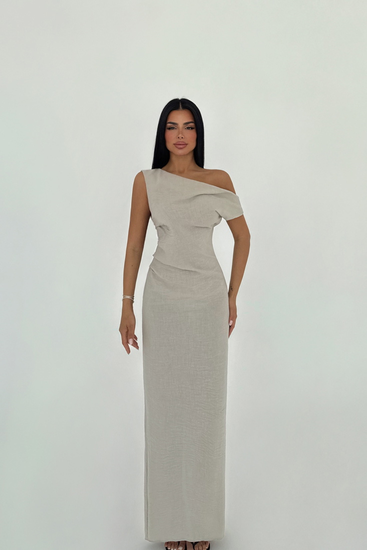 Bej Clea Uzun Elbise ATE-2690 - EYYO