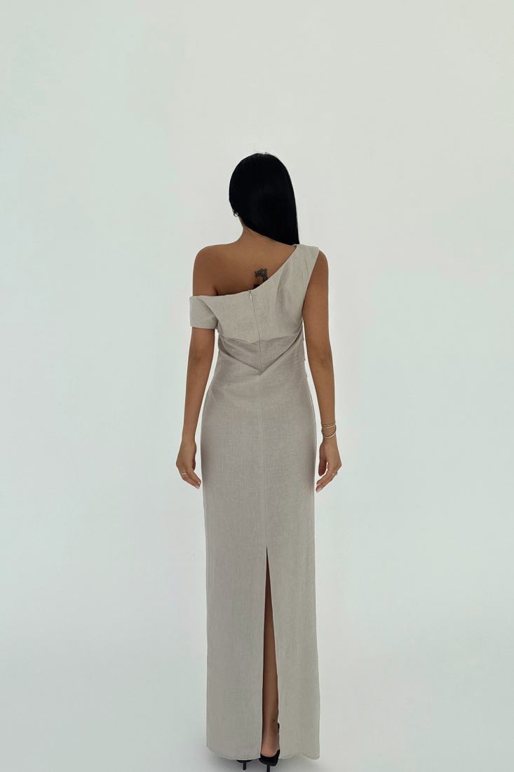 Bej Clea Uzun Elbise ATE-2690 - EYYO