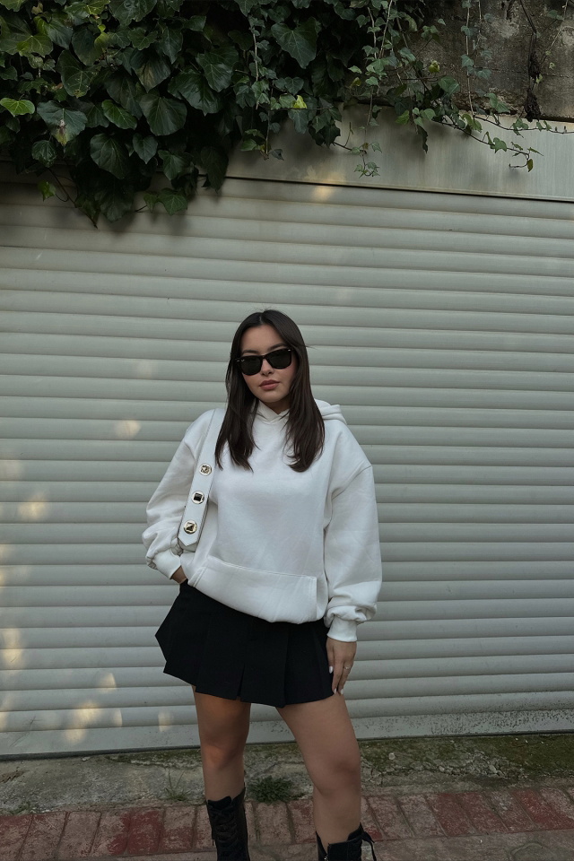 Beyaz Arkası Baskılı Oversize Sweat ATE3427 - 2