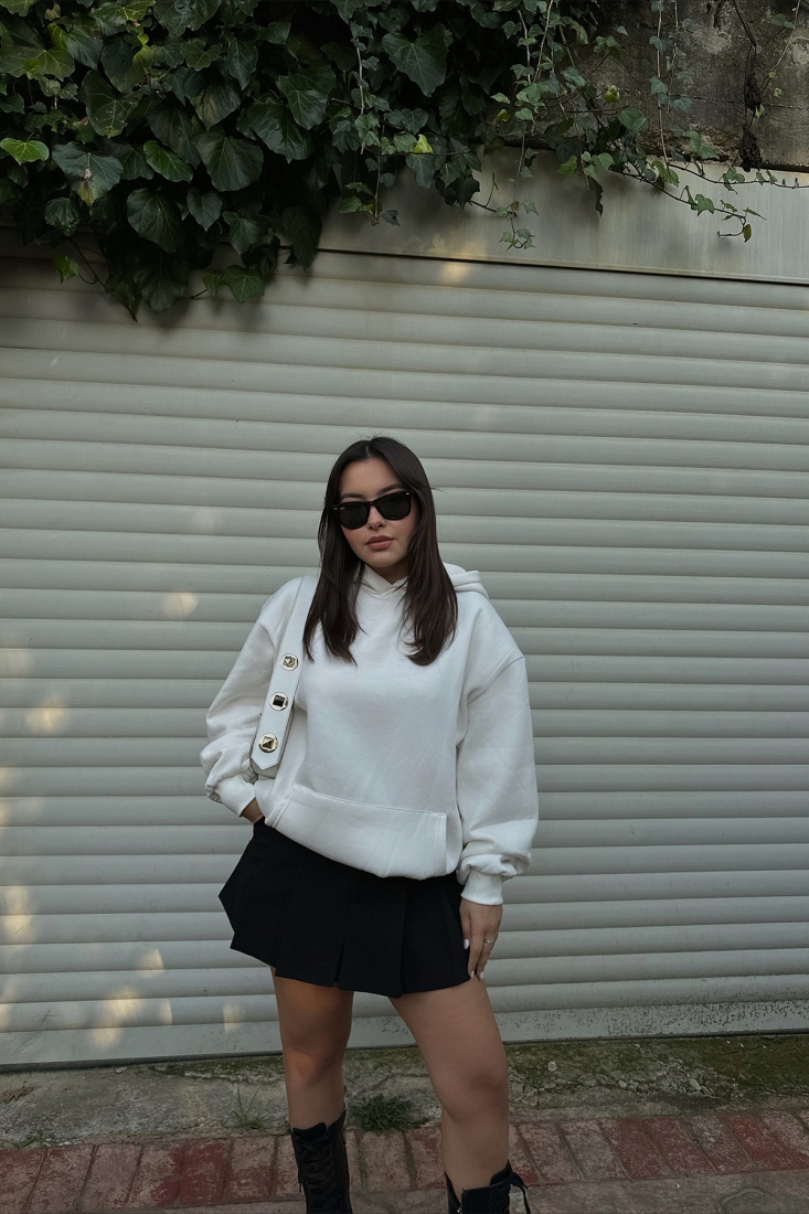 Beyaz Arkası Baskılı Oversize Sweat ATE3427 - EYYO ATELIER